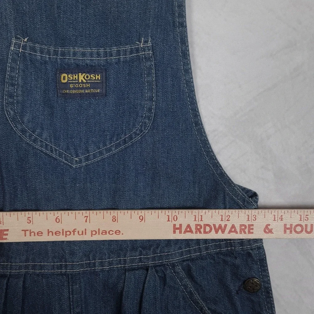 Vintage OshKosh Denim Overall Dress Girls 6 Jumper USA 90s Prairie Farm Cottage
